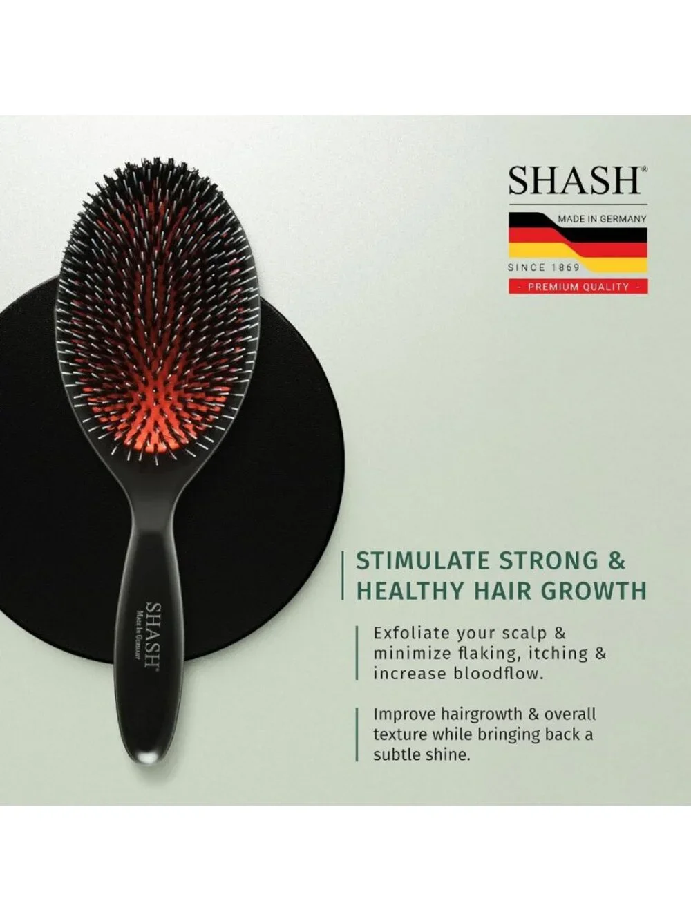 Handmade Nylon & Boar Bristle Brush for Thick Hair - Detangles, Softens